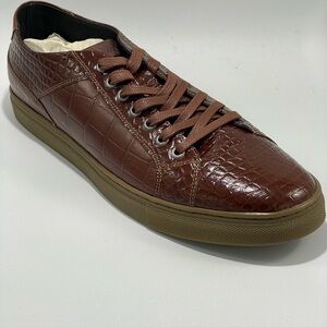 Belvedere Studio Bernardo II Cognac Croc Embossed Leather Sneakers Men’s 9.5 New